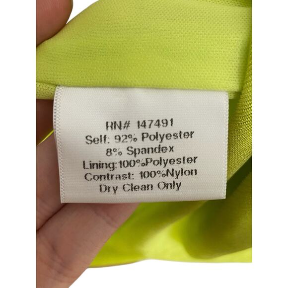 Katie May A Cut Above Gown One Shoulder Cut Out Side Slit Chartreuse Neon Gala S - Picture 9 of 12